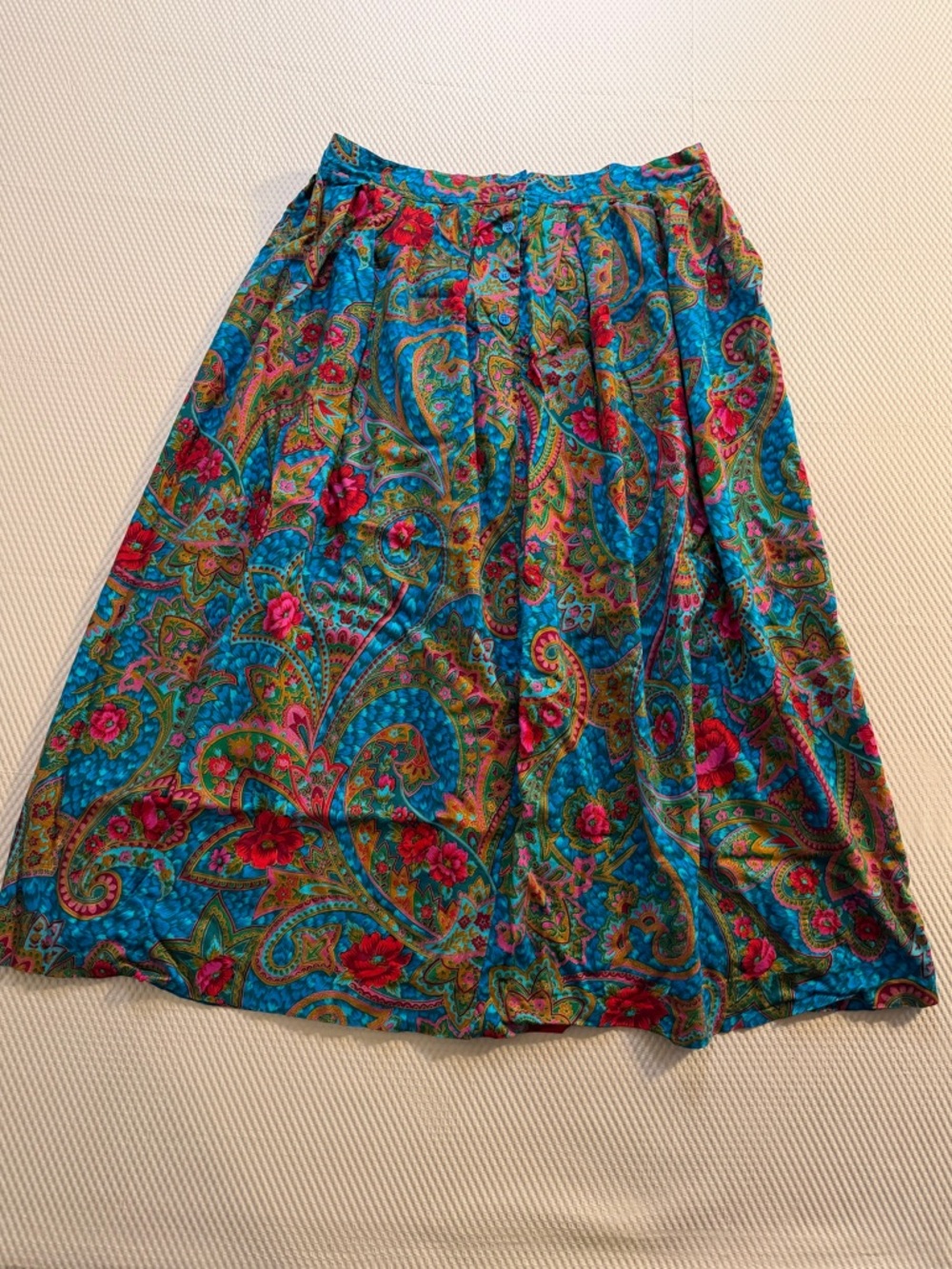 Vintage Worthington Paisley Midi Skirt Rayon Boho Cottagecore Size 16
